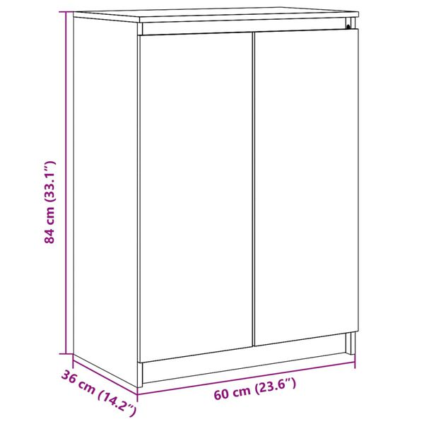 vidaXL Ντουλάπι Λευκό 60 x 36 x 84 εκ. από Μασίφ Ξύλο Πεύκου