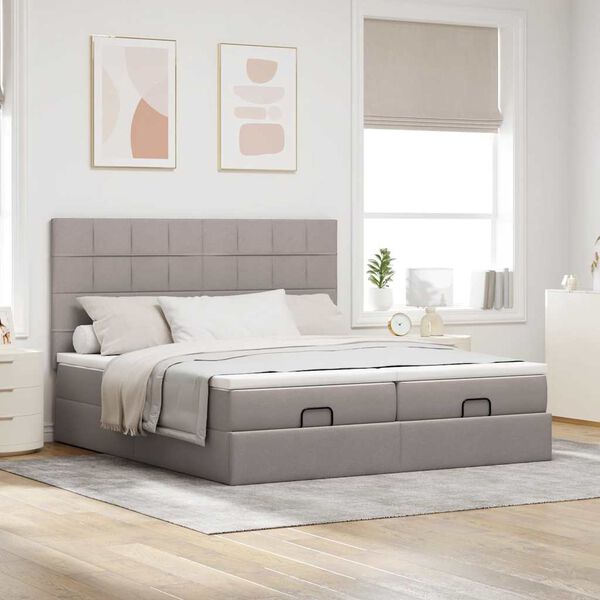 vidaXL &Omicron;&theta;&omega;&mu;&alpha;&nu;&iota;&kappa;ό &kappa;&rho;&epsilon;&beta;ά&tau;&iota; &mu;&epsilon; &sigma;&tau;&rho;ώ&mu;&alpha;&tau;&alpha; Taupe 180x200cm ύ&phi;&alpha;&sigma;&mu;&alpha;