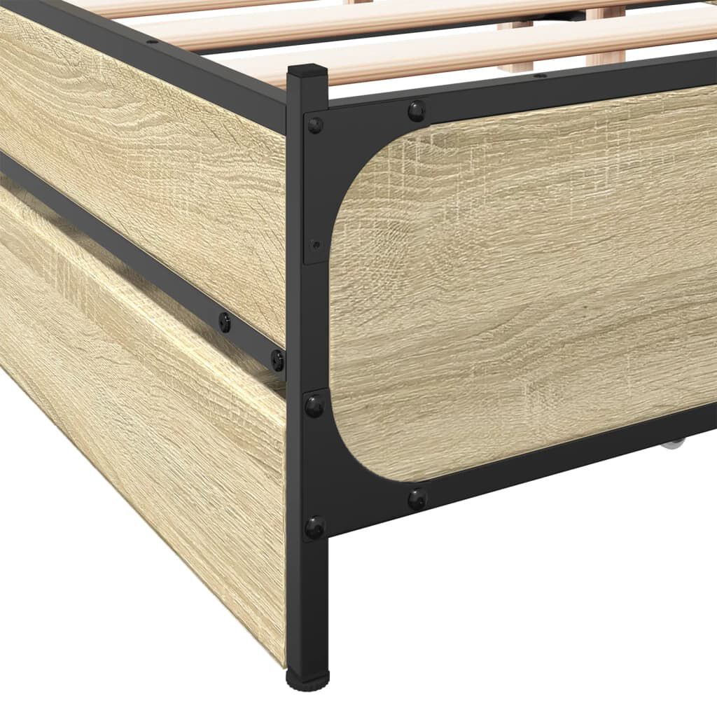 vidaXL Πλαίσιο Κρεβατιού με συρτάρια Sonoma Δρυς 135x190εκ. Επεξ. Ξύλο