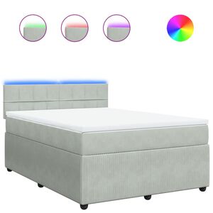 vidaXL Κρεβάτι Boxspring με Στρώμα Ανοιχτό Γκρι 160x200 εκ. Βελούδινο