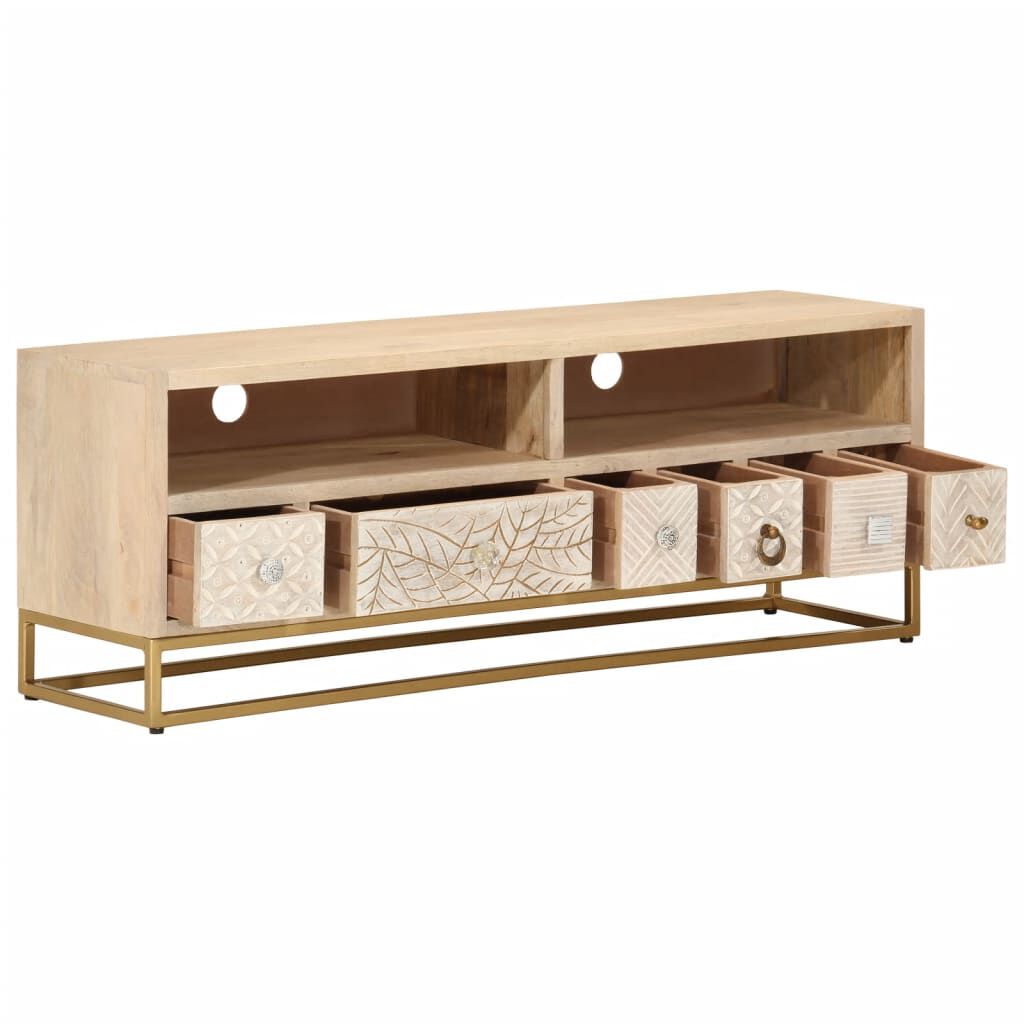 vidaXL Έπιπλο Τηλεόρασης 110 x 30 x 40 εκ. Μασίφ Ξύλο Μάνγκο & Σίδηρος