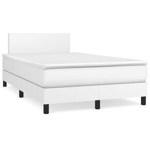 vidaXL Κρεβάτι Boxspring με Στρώμα Λευκό 120x200εκ.από Συνθετικό Δέρμα