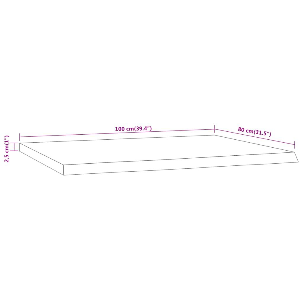 vidaXL Επιφάνεια Γραφείου Ορθογώνια 100x80x2,5 εκ. Μασίφ Ξύλο Ακακίας