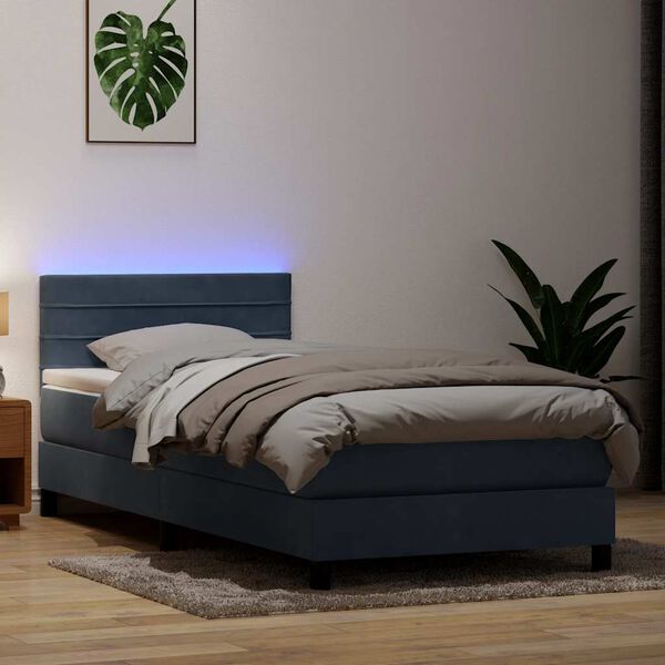 vidaXL &Kappa;&rho;&epsilon;&beta;ά&tau;&iota; Boxspring &mu;&epsilon; &Sigma;&tau;&rho;ώ&mu;&alpha; & LED &Sigma;&kappa;&omicron;ύ&rho;&omicron; &Gamma;&kappa;&rho;&iota; 80x220 &epsilon;&kappa;. &Beta;&epsilon;&lambda;&omicron;ύ&delta;&iota;&nu;&omicron;