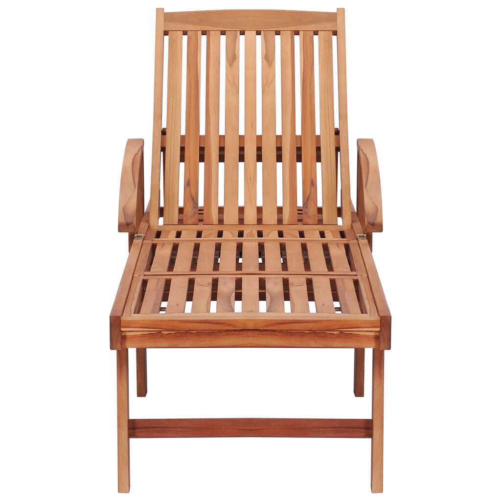 vidaXL Ξαπλώστρες 2 τεμ. από Μασίφ Ξύλο Teak με Φωτ. Πράσινο Μαξιλάρι