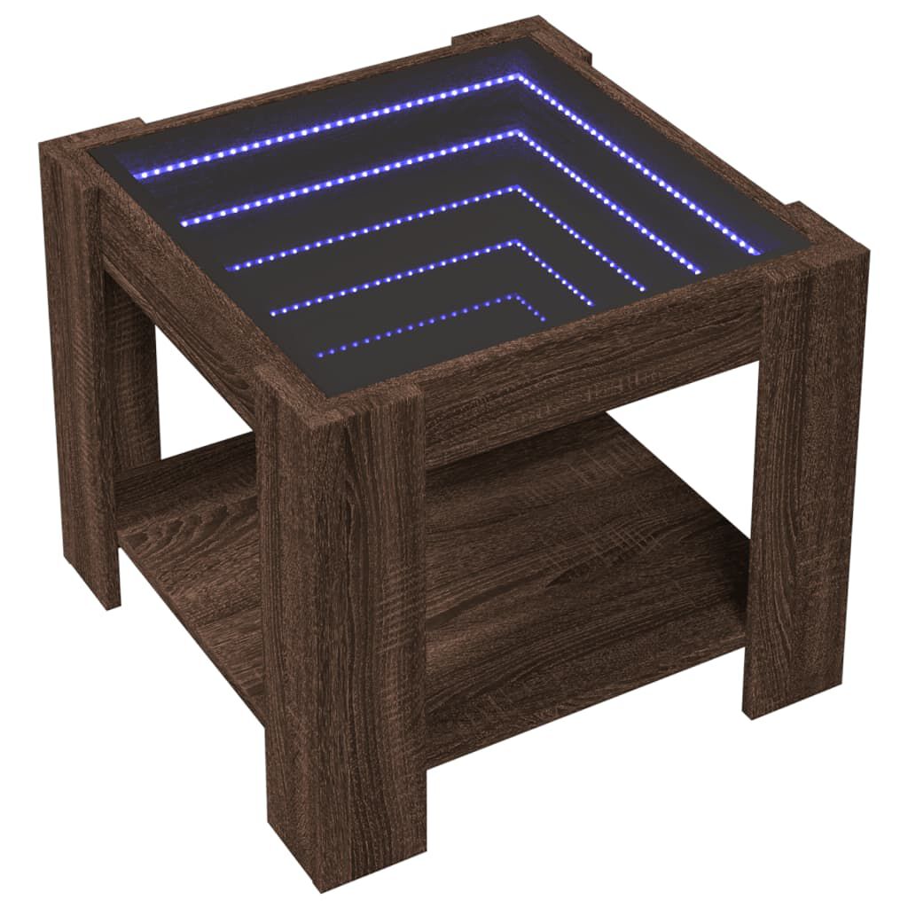 vidaXL Τραπεζάκι Σαλονιού με LED Δρυς 53x53x45 εκ. Επεξεργασμένο Ξύλο
