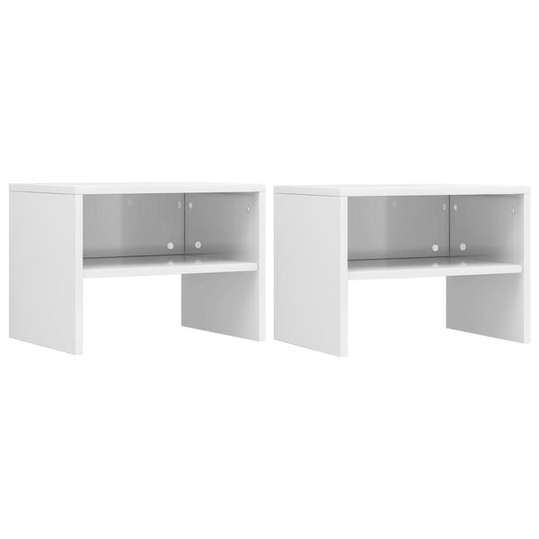 vidaXL Κομοδίνα 2 τεμ. Γυαλιστερό Λευκό 40x30x30 εκ. από Επεξ. Ξύλο