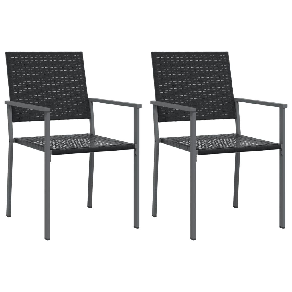 vidaXL Καρέκλες Κήπου 2 τεμ. Μαύρο 54x62,5x89 εκ. από Συνθετικό Ρατάν