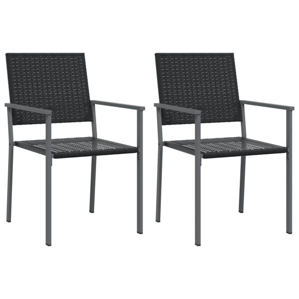 vidaXL Καρέκλες Κήπου 2 τεμ. Μαύρο 54x62,5x89 εκ. από Συνθετικό Ρατάν