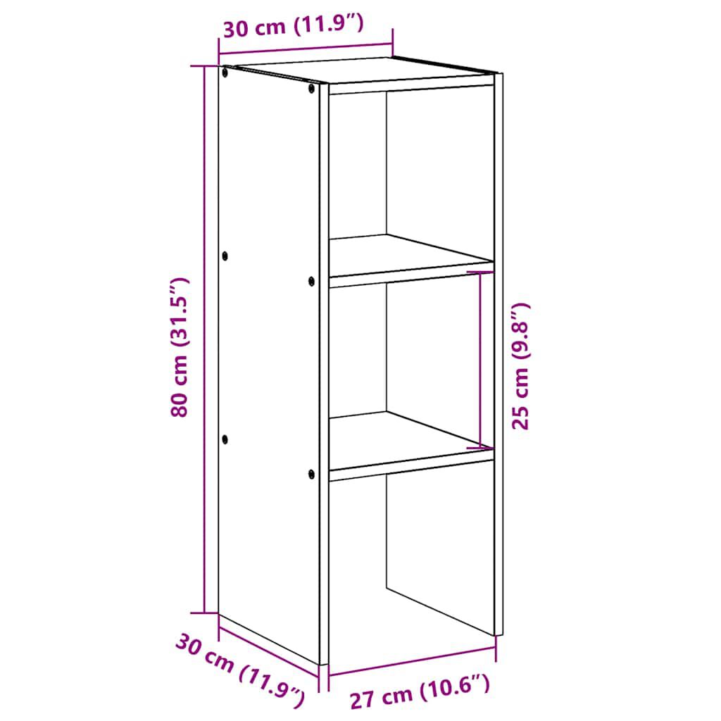 vidaXL Βιβλιοθήκη Στοιβαζόμενα Καφέ Δρυς 30x30x80 εκ. Επεξ. Ξύλο