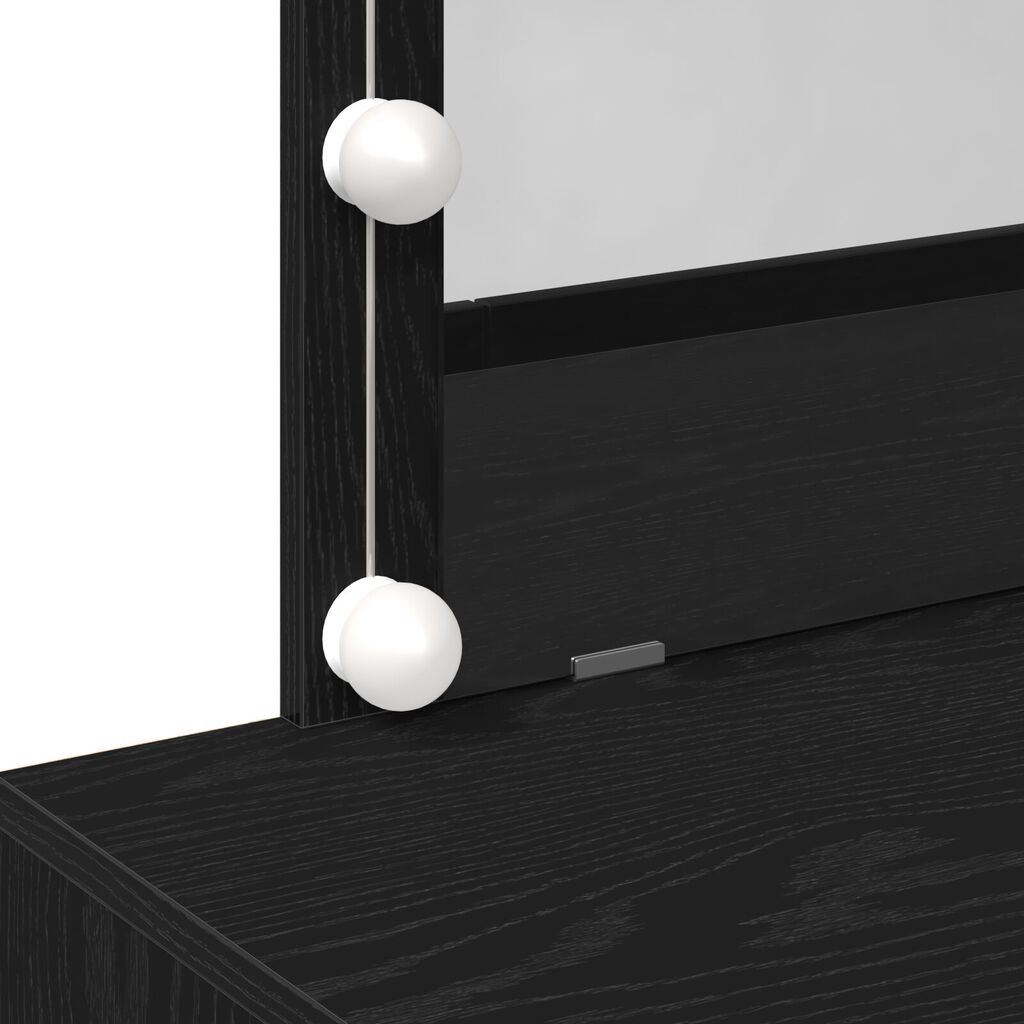 vidaXL Τραπεζάκι Μακιγιάζ με LED Μαύρης Δρυς 100x40x120 εκ