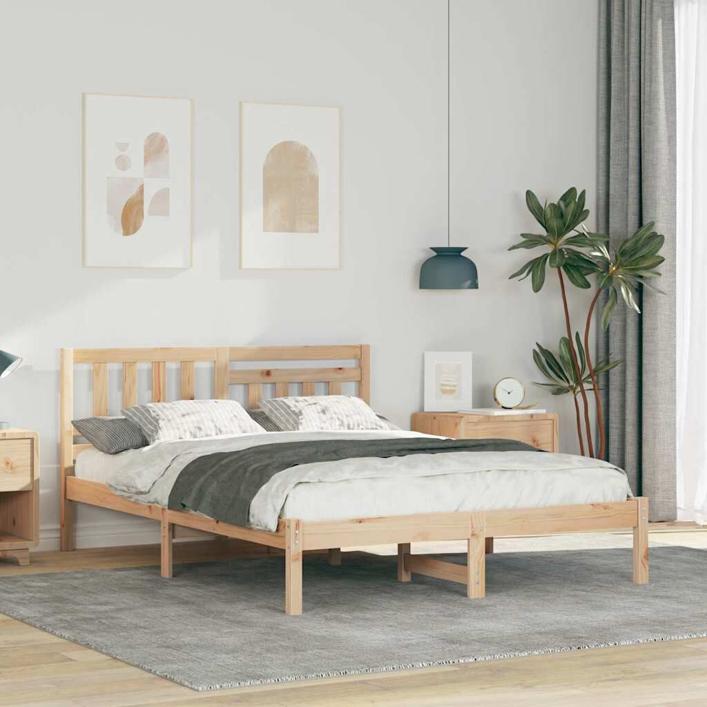 vidaXL Σκελετός Κρεβατιού Καφέ 120 x 190 cm Μασίφ ξύλο πεύκου