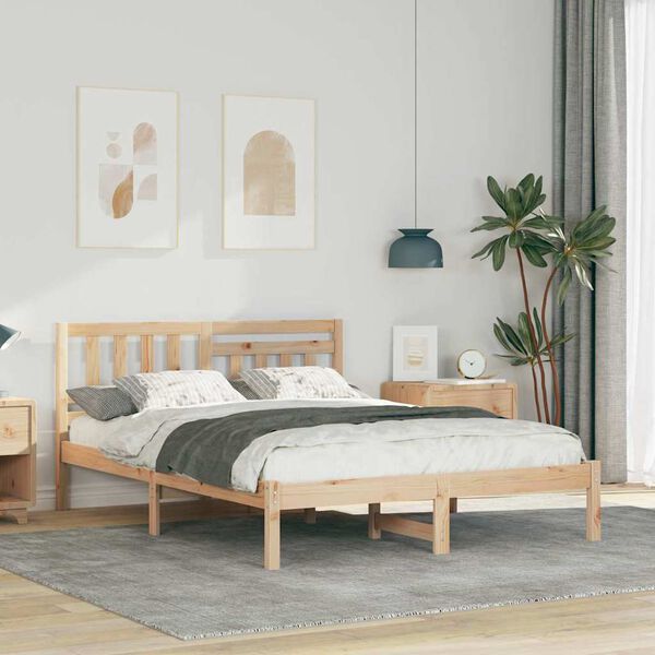 vidaXL Σκελετός Κρεβατιού Καφέ 120 x 190 cm Μασίφ ξύλο πεύκου