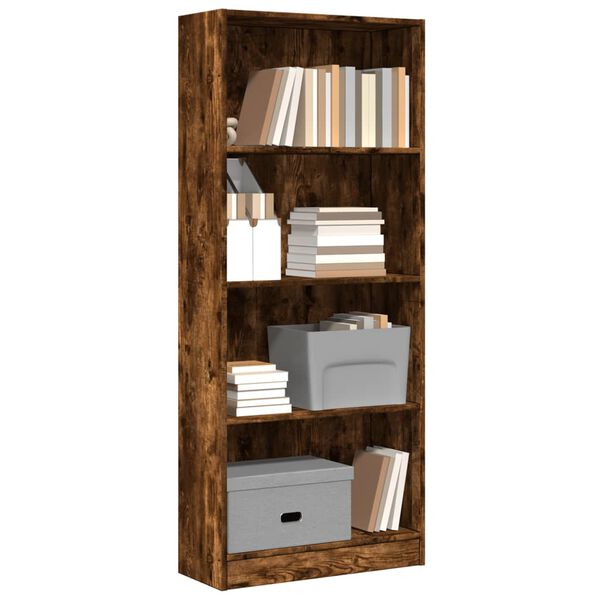 vidaXL Βιβλιοθήκη Καπνιστή Δρυς 60x24x143 εκ. από Επεξεργασμένο Ξύλο
