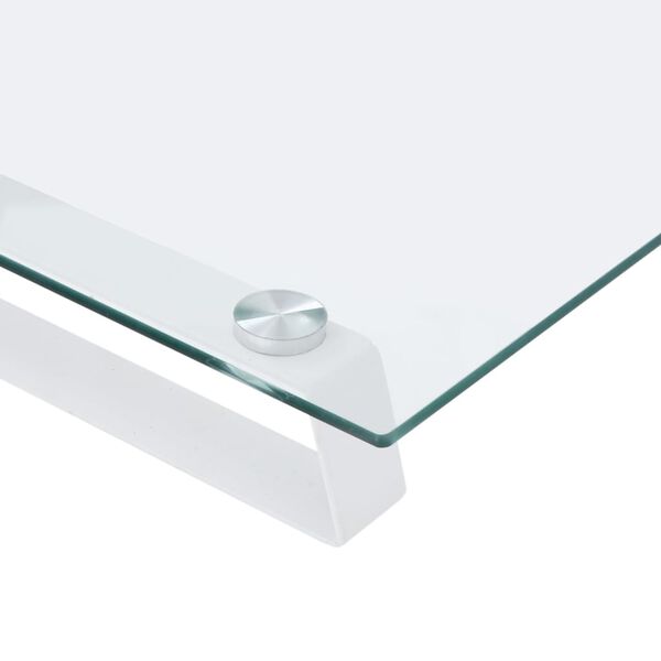 vidaXL Βάση Οθόνης Λευκή 40 x 20 x 8 εκ. από Ψημένο Γυαλί και Μέταλλο