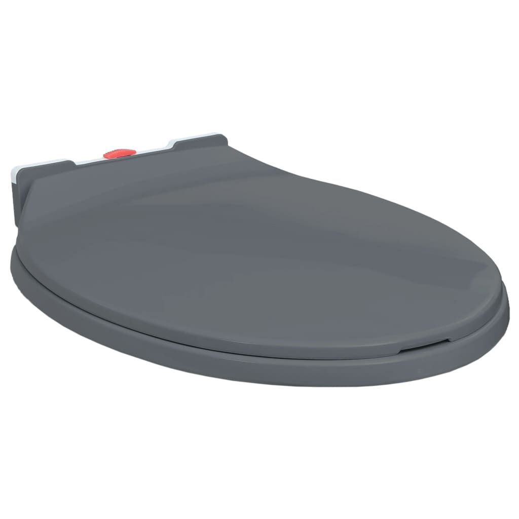vidaXL Κάλυμμα Λεκάνης με Soft Close &amp; Quick Release Οβάλ Γκρι
