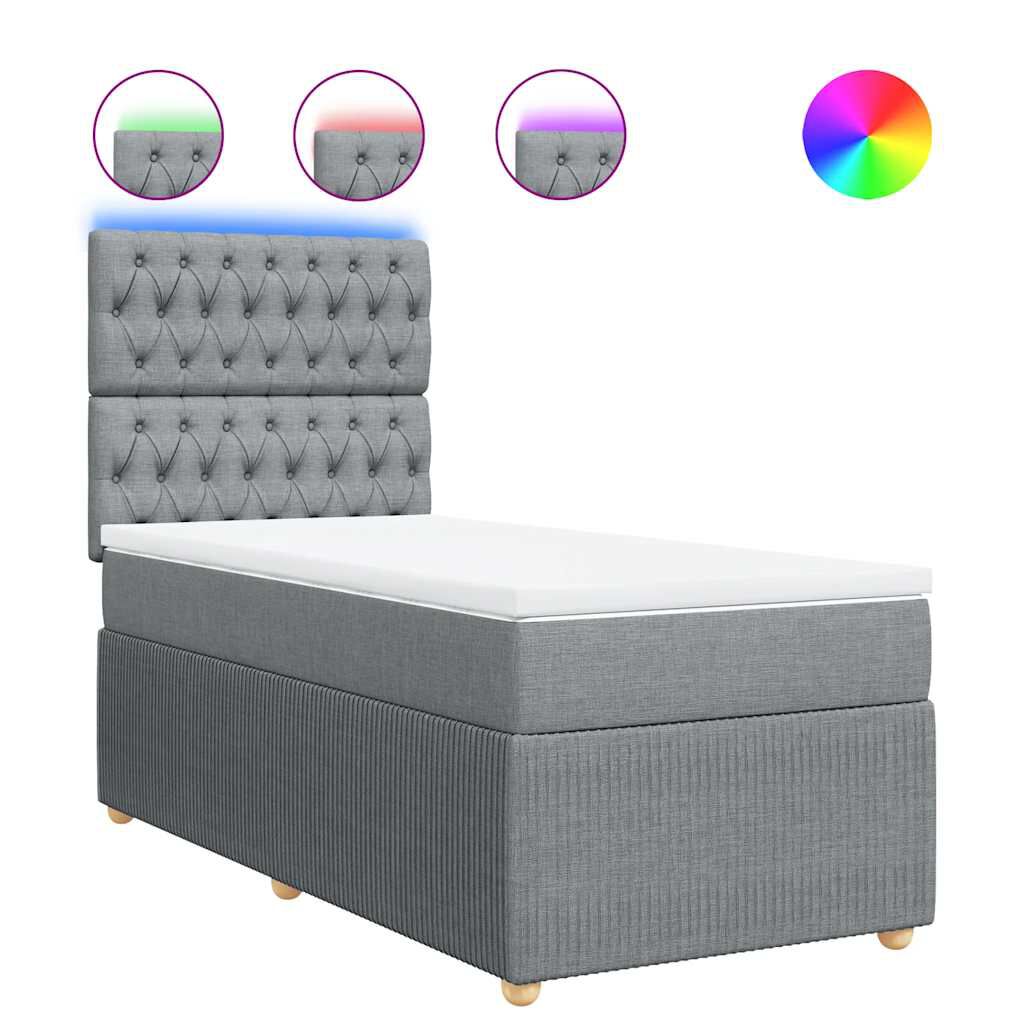 vidaXL Κρεβάτι Boxspring με Στρώμα Ανοιχτό Γκρι 80x200 εκ. Υφασμάτινο