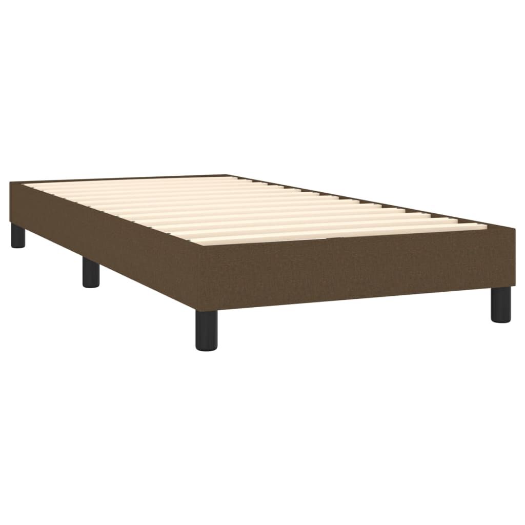 vidaXL Κρεβάτι Boxspring με Στρώμα Σκούρο Καφέ 90x200 εκ. Υφασμάτινο