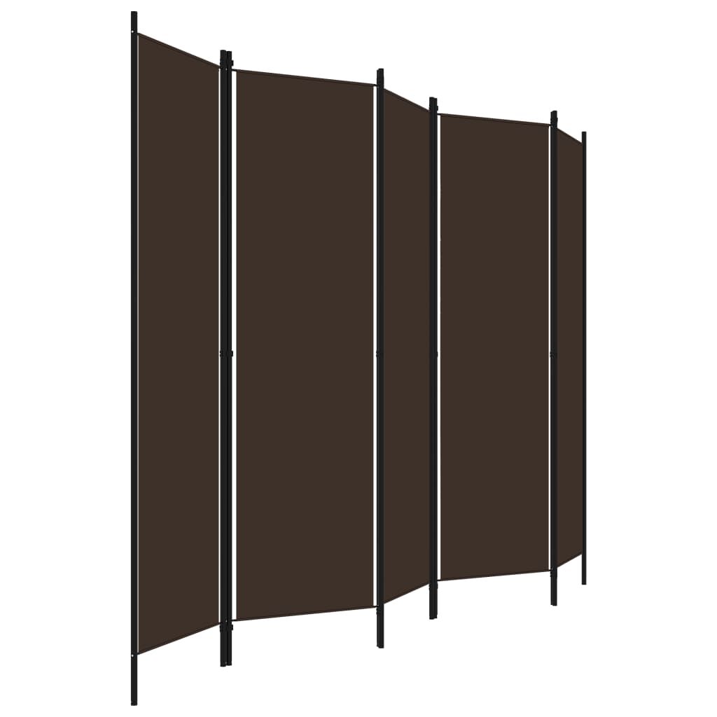 vidaXL Διαχωριστικό Δωματίου με 5 Πάνελ Καφέ 250 x 180 εκ.