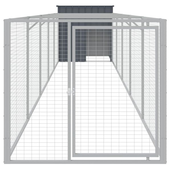vidaXL Σπιτάκι Σκύλου με Αυλή Ανθρακί 110x609x110 εκ. Γαλβαν. Χάλυβας