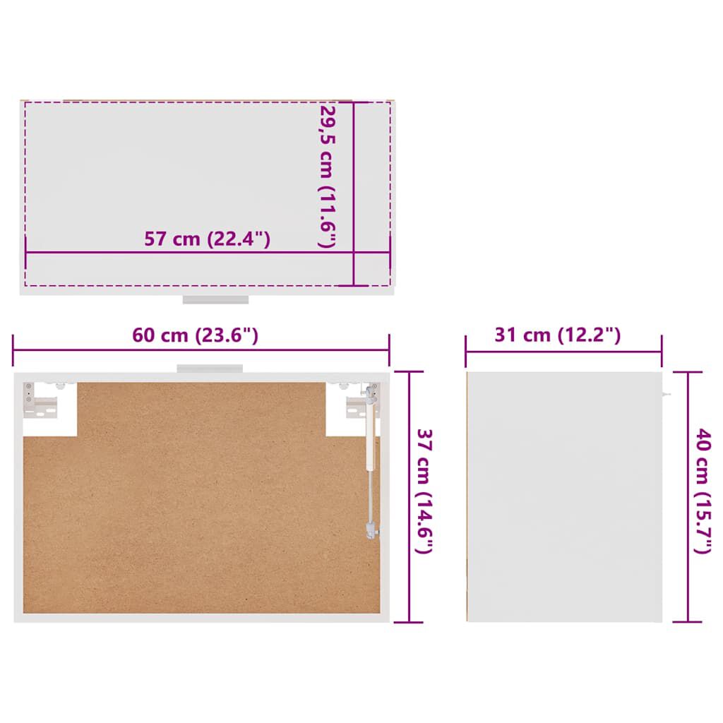 vidaXL Ντουλάπι Κρεμαστό Lyon Lyon Λευκό 60x31x40 εκ. από Επεξ. Ξύλο