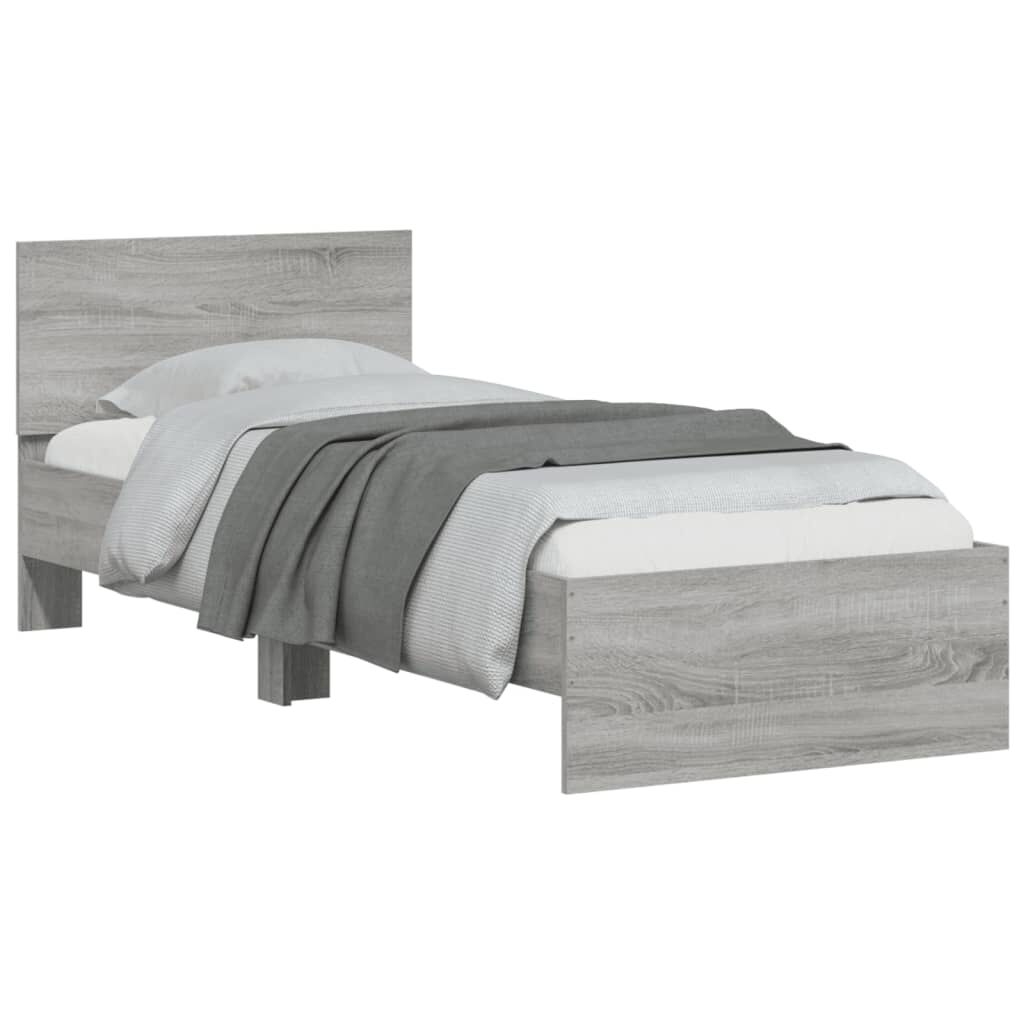 vidaXL Πλαίσιο Κρεβατιού με Κεφαλάρι Γκρι Sonoma 90x200 εκ. Επεξ. Ξύλο