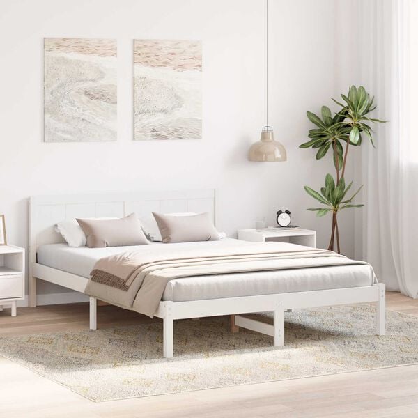 vidaXL Σκελετός Κρεβατιού Λευκό 160 x 200 cm Μασίφ ξύλο πεύκου
