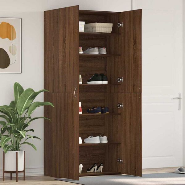 vidaXL Ντουλάπα Παπουτσιών Καφέ 80 x 35.5 x 180 εκ Επεξεργασμένο ξύλο