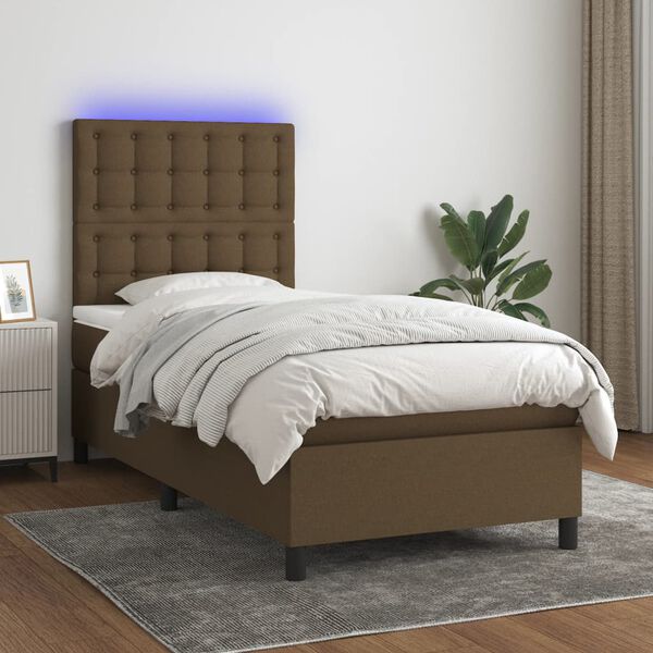 vidaXL &Kappa;&rho;&epsilon;&beta;ά&tau;&iota; Boxspring &mu;&epsilon; &Sigma;&tau;&rho;ώ&mu;&alpha; & LED &Sigma;&kappa;.&Kappa;&alpha;&phi;έ 90x190 &epsilon;&kappa;. &Upsilon;&phi;&alpha;&sigma;&mu;ά&tau;&iota;&nu;&omicron;