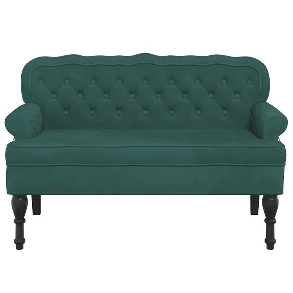vidaXL Παγκάκι με Πλάτη Σκούρο Πράσινο 119,5x64,5x75 εκ. Βελούδινο