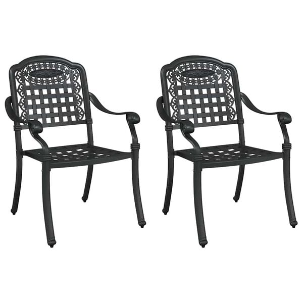 vidaXL Καρέκλα Κήπου 2 pcs Μαύρο 55 x 56.5 x 91εκ Αλουμίνιο