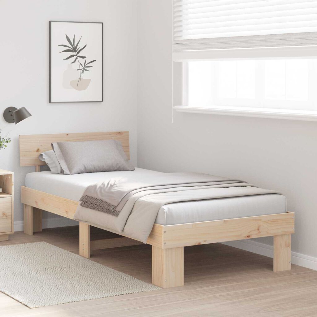 vidaXL Σκελετός Κρεβατιού Καφέ 75 x 190 cm Συμπαγές ξύλο πεύκου