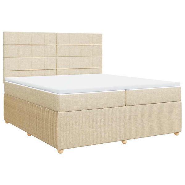 vidaXL &Kappa;&rho;&epsilon;&beta;ά&tau;&iota; Boxspring &mu;&epsilon; &Sigma;&tau;&rho;ώ&mu;&alpha; &Kappa;&rho;&epsilon;&mu; 200x200 &epsilon;&kappa;. &Upsilon;&phi;&alpha;&sigma;&mu;ά&tau;&iota;&nu;&omicron;