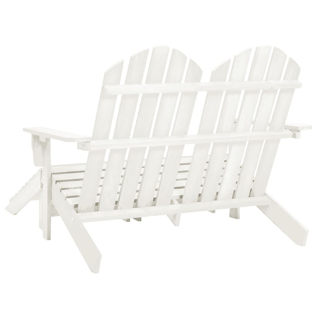 vidaXL Καρέκλα Κήπου Adirondack Διθέσια Λευκή Ξύλο Ελάτης & Υποπόδιο