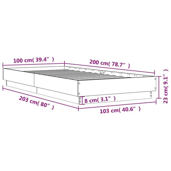 vidaXL Πλαίσιο Κρεβατιού Γκρι Sonoma 100x200 εκ. Επεξεργασμένο Ξύλο