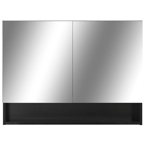 vidaXL Καθρέφτης Μπάνιου με Ντουλάπι / LED Μαύρο 80 x 15 x 60 εκ. MDF