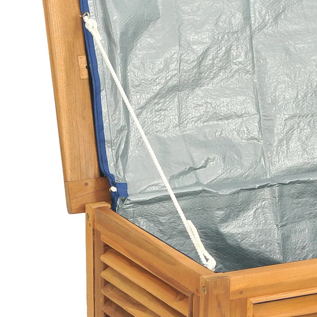 vidaXL Μπαούλο Αποθήκευσης Κήπου με Τσάντα 114x50x58εκ Μασίφ Ξύλο Teak
