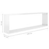 vidaXL Ράφια Κύβοι Τοίχου 4 τεμ. Γυαλ. Λευκό 100x15x30 εκ. Επεξ. Ξύλο