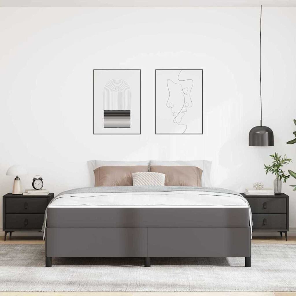 vidaXL Σκελετός κρεβατιού με στρώμα Γκρι 180 x 200 cm Τεχνητό δέρμα