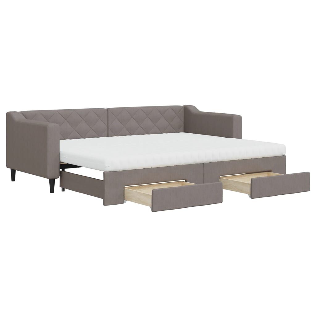 vidaXL Καναπές Κρεβάτι Συρόμενος Taupe 80x200 εκ. Υφασμάτινος Συρτάρια