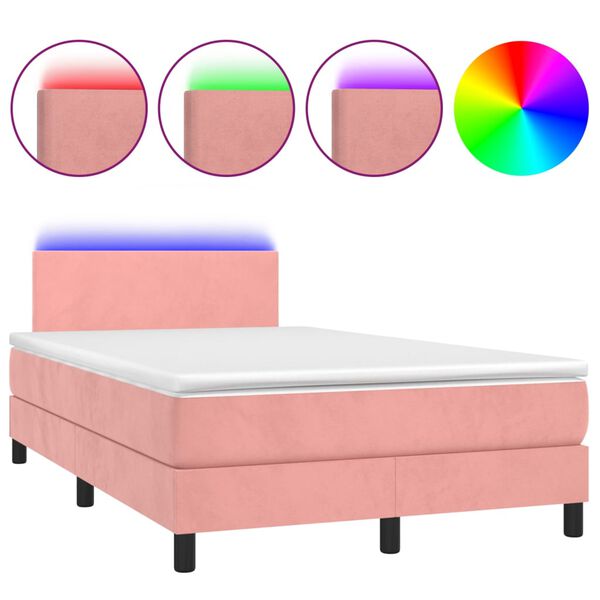 vidaXL &Kappa;&rho;&epsilon;&beta;ά&tau;&iota; Boxspring &mu;&epsilon; &Sigma;&tau;&rho;ώ&mu;&alpha; & LED &Rho;&omicron;&zeta; 120x200 &epsilon;&kappa;. &Beta;&epsilon;&lambda;&omicron;ύ&delta;&iota;&nu;&omicron;