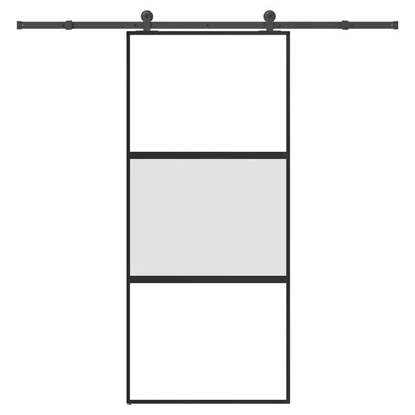 vidaXL Συρόμενη πόρτα με σετ υλικού 90x205 cm από γυαλί&Αλουμίνιο