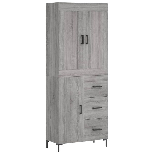 vidaXL Ντουλάπι Γκρι Sonoma 69,5 x 34 x 180 εκ. Επεξεργασμένο Ξύλο