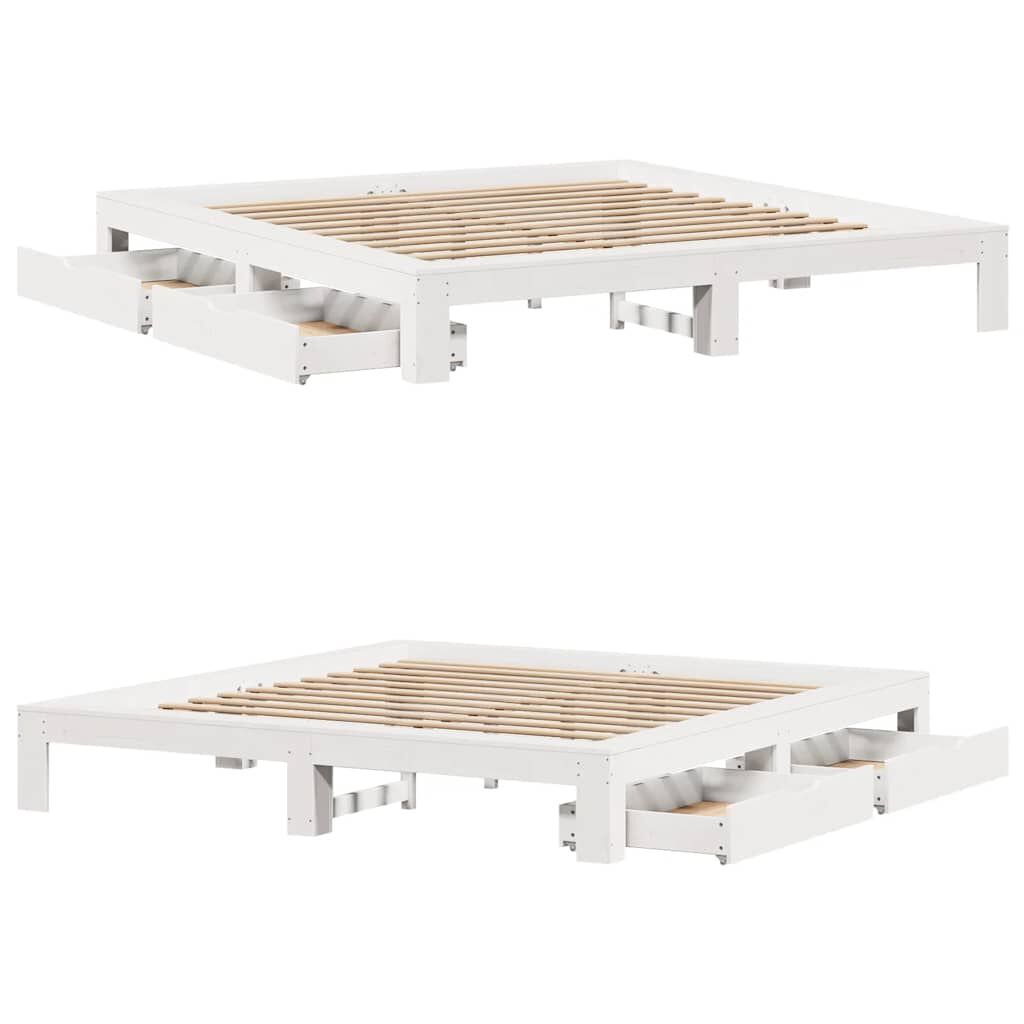 vidaXL Σκελετός Κρεβ. Χωρίς Στρώμα Λευκό 180x200 εκ Μασίφ Πεύκο