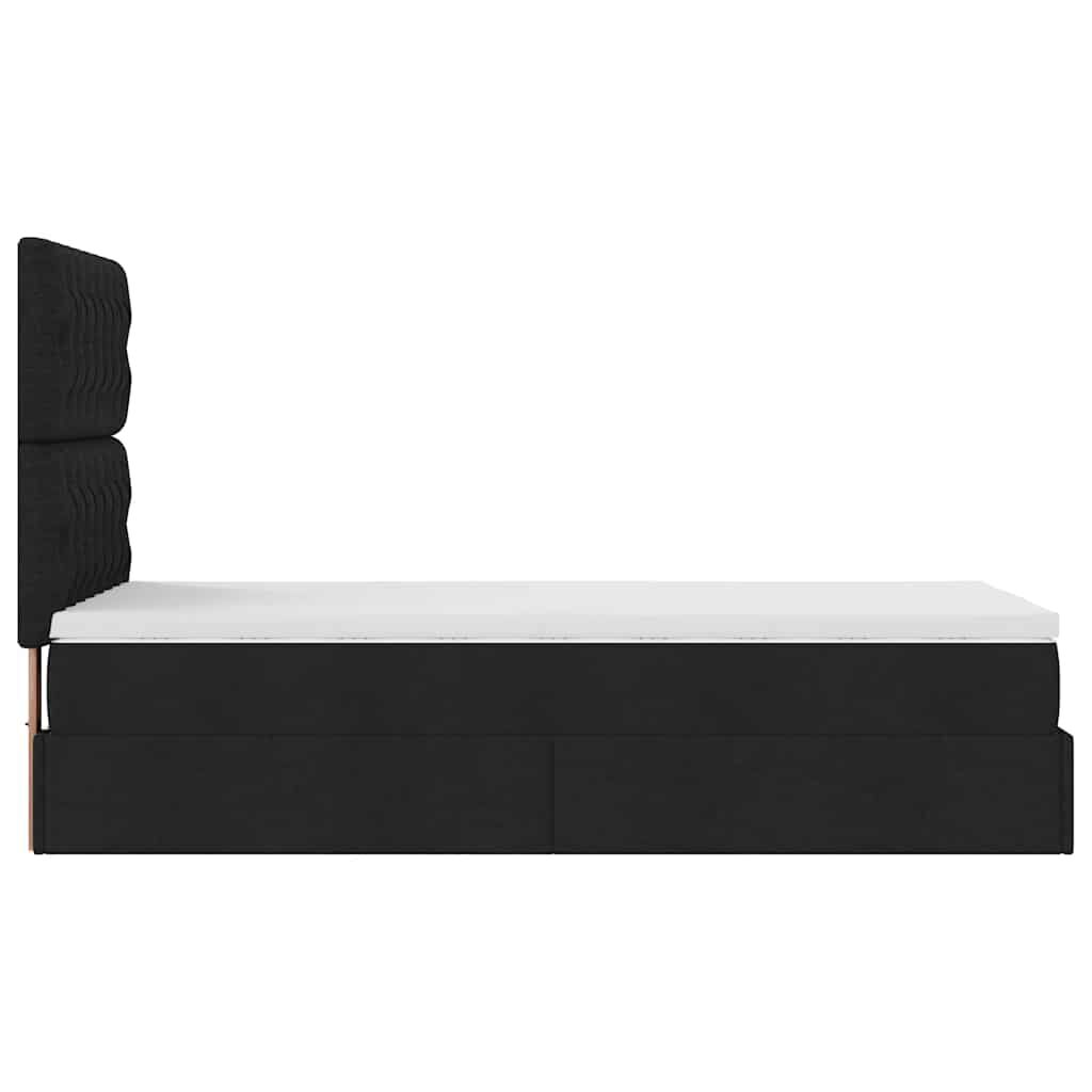 vidaXL Οθωμανικό κρεβάτι με στρώμα Μαύρο 90x200cm Ύφασμα
