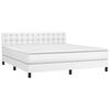 vidaXL Κρεβάτι Boxspring με Στρώμα & LED Λευκό 180x200 εκ. Συνθ. Δέρμα