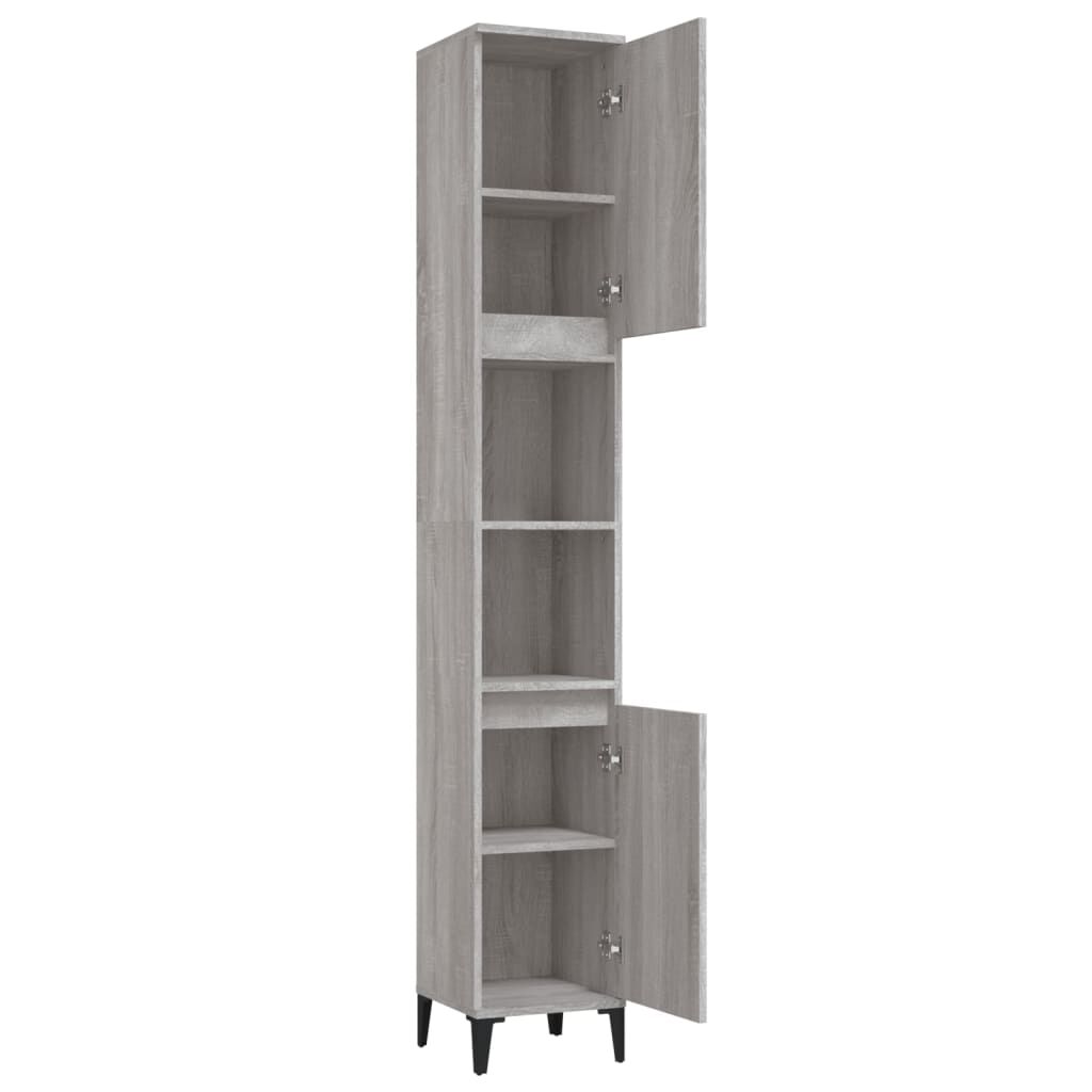 vidaXL Ντουλάπι Μπάνιου Γκρι Sonoma 30x30x190 εκ. Επεξεργασμένο Ξύλο