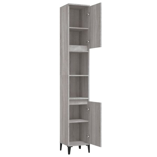 vidaXL Ντουλάπι Μπάνιου Γκρι Sonoma 30x30x190 εκ. Επεξεργασμένο Ξύλο