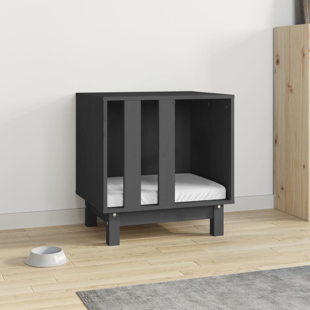 vidaXL Σπιτάκι Σκύλου Γκρι 50x40x52 εκ. από Μασίφ Ξύλο Πεύκου