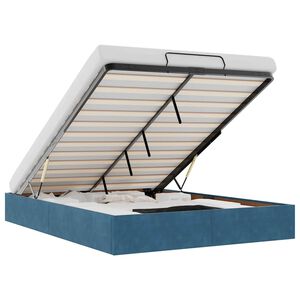 vidaXL Οθωμανικό πλαίσιο κρεβατιού χωρίς στρώμα Σκούρο μπλε Velvet